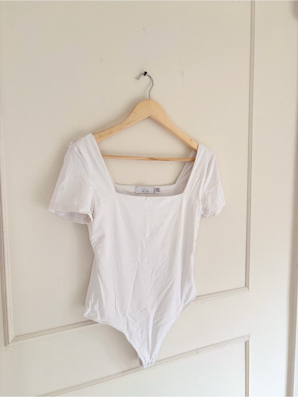 Classic White Square Neck Short Sleeve Bodysuit